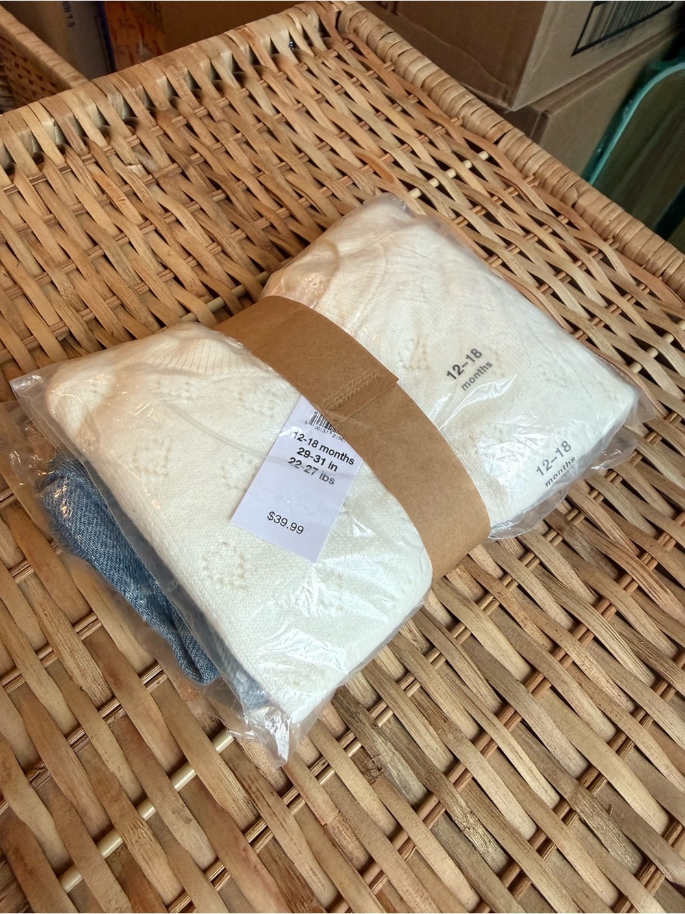 Baby toddler clothes set Jean and cream knit style sweater outfit